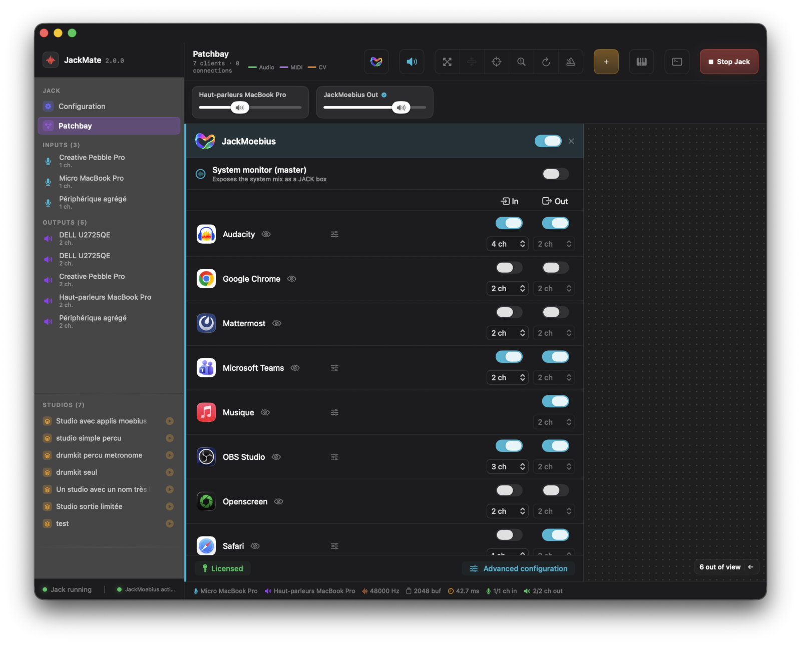 Flexible Per-app configuration : select the attributed number of channels, and which apps to expose